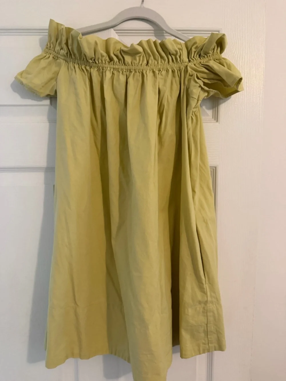 Free People  Ruffle Off-Shoulder Dress in Pale Yellow